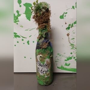 Apothecary Halloween bottle, altered art potion bottles, mixed media apothecary